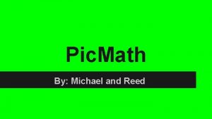 Pic Math By Michael and Reed Cover Pic