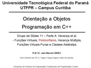 Universidade Tecnolgica Federal do Paran UTFPR Campus Curitiba