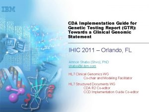 CDA Implementation Guide for Genetic Testing Report GTR