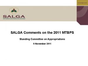 www salga org za SALGA Comments on the