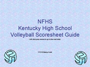 NFHS Kentucky High School Volleyball Scoresheet Guide Left