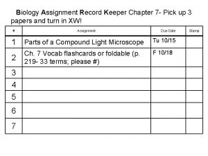 Biology Assignment Record Keeper Chapter 7 Pick up