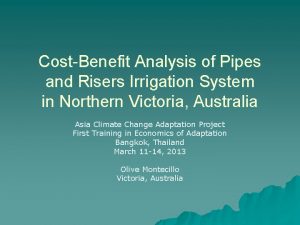 CostBenefit Analysis of Pipes and Risers Irrigation System