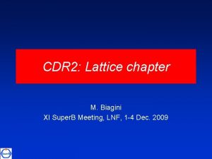 CDR 2 Lattice chapter M Biagini XI Super
