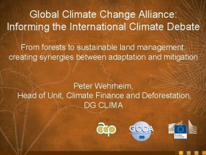 Global Climate Change Alliance Informing the International Climate