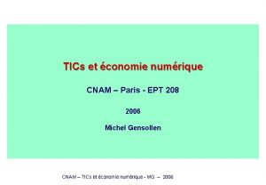 TICs et conomie numrique CNAM Paris EPT 208