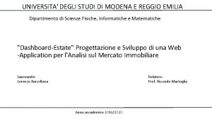 UNIVERSITA DEGLI STUDI DI MODENA E REGGIO EMILIA