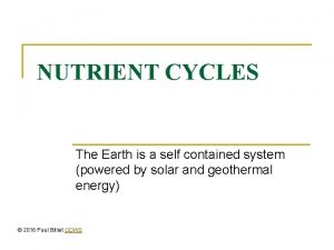NUTRIENT CYCLES The Earth is a self contained