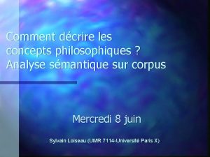 Comment dcrire les concepts philosophiques Analyse smantique sur