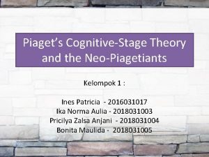 Piagets CognitiveStage Theory and the NeoPiagetiants Kelompok 1