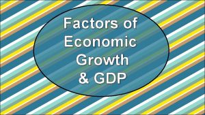 Factors of Economic Growth GDP Factors of Production