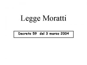 Legge Moratti Decreto 59 del 3 marzo 2004