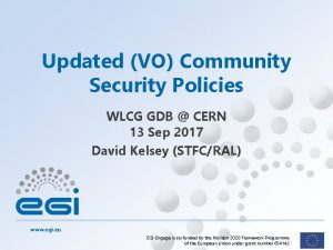 Updated VO Community Security Policies WLCG GDB CERN