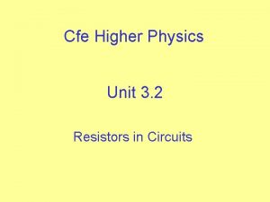 Cfe Higher Physics Unit 3 2 Resistors in