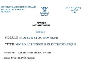 UNIVERSITE ABDELMALEK ESSAADI FACULTE DES SCIENCES TETOUAN MASTER