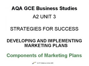 AQA GCE Business Studies A 2 UNIT 3