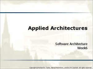 Applied Architectures Software Architecture Week 6 Copyright Richard