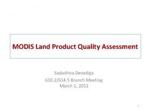 MODIS Land Product Quality Assessment Sadashiva Devadiga 610