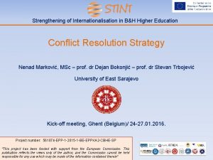 Strengthening of Internationalisation in BH Higher Education Conflict