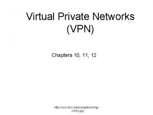 Virtual Private Networks VPN Chapters 10 11 12