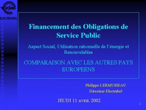 Financement des Obligations de Service Public Aspect Social