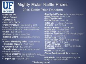 Mighty Molar Raffle Prizes 2010 Raffle Prize Donators