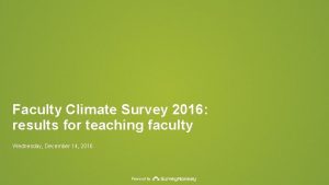 Faculty Climate Survey 2016 results for teaching faculty