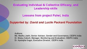 Evaluating Individual Collective Efficacy and Leadership skills Lessons