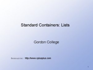 Standard Containers Lists Gordon College Resource http www