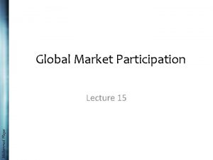 Global Market Participation Muhammad Waqas Lecture 15 Summary