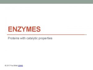 ENZYMES Proteins with catalytic properties 2017 Paul Billiet