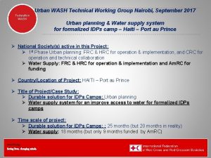 Urban WASH Technical Working Group Nairobi September 2017
