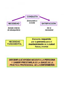 CONDUCTA NECESIDAD Estado interno de desequilibrio NECESIDAD FUNDAMENTAL