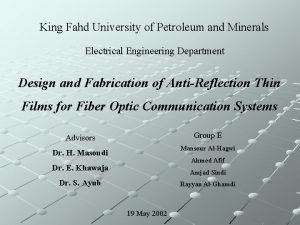King Fahd University of Petroleum and Minerals Electrical