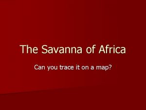 The Savanna of Africa Can you trace it