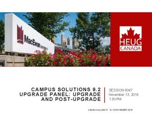 CAMPUS SOLUTIONS 9 2 UPGRADE PANEL UPGRADE AND