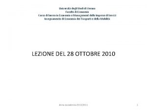 Universit degli Studi di Verona Facolt di Economia