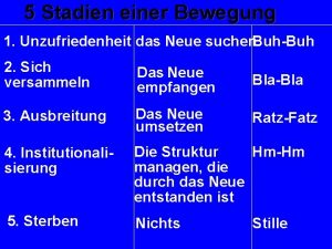 5 Stadien einer Bewegung 1 Unzufriedenheit das Neue