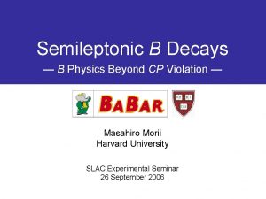 Semileptonic B Decays B Physics Beyond CP Violation