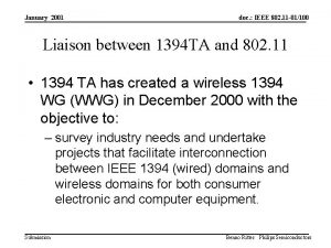 January 2001 doc IEEE 802 11 01100 Liaison