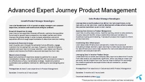 Advanced Expert Journey Product Management Growth Product Manager