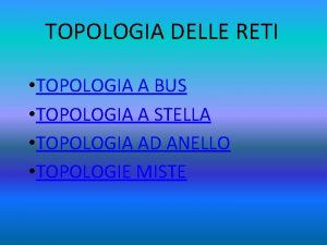 TOPOLOGIA DELLE RETI TOPOLOGIA A BUS TOPOLOGIA A