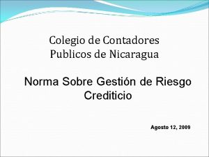 Colegio de Contadores Publicos de Nicaragua Norma Sobre