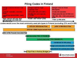 Piling Codes in Finland Design Code for Driven