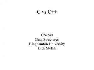 C vs C CS240 Data Structures Binghamton University