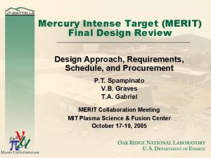 Mercury Intense Target MERIT Final Design Review Design