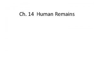 Ch 14 Human Remains Forensic anthropology specializes in