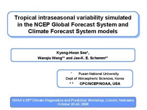 Tropical intraseasonal variability simulated in the NCEP Global