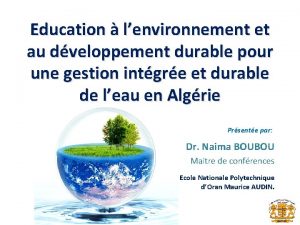 Education lenvironnement et au dveloppement durable pour une