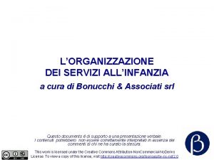 LORGANIZZAZIONE DEI SERVIZI ALLINFANZIA a cura di Bonucchi